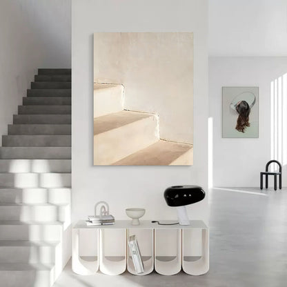 Minimalist Oil Painting of Serene Steps for Elegant Home Decor