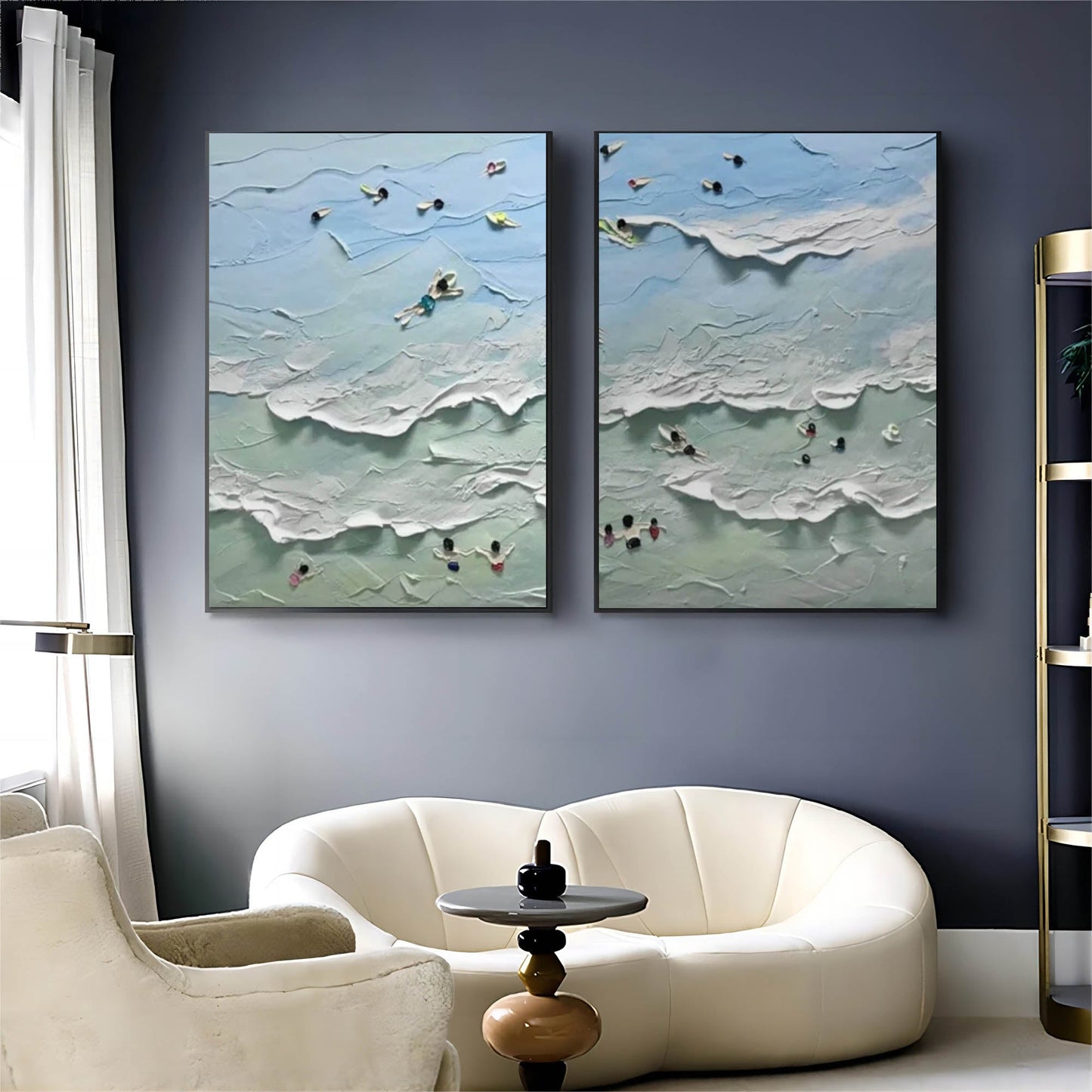 Serene Coastal Abstract Oil Paintings for Modern Home Decor