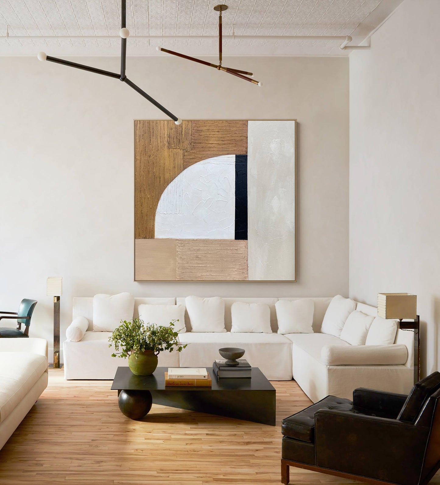 Contemporary Minimalist Geometric Oil Painting for Modern Home Decor