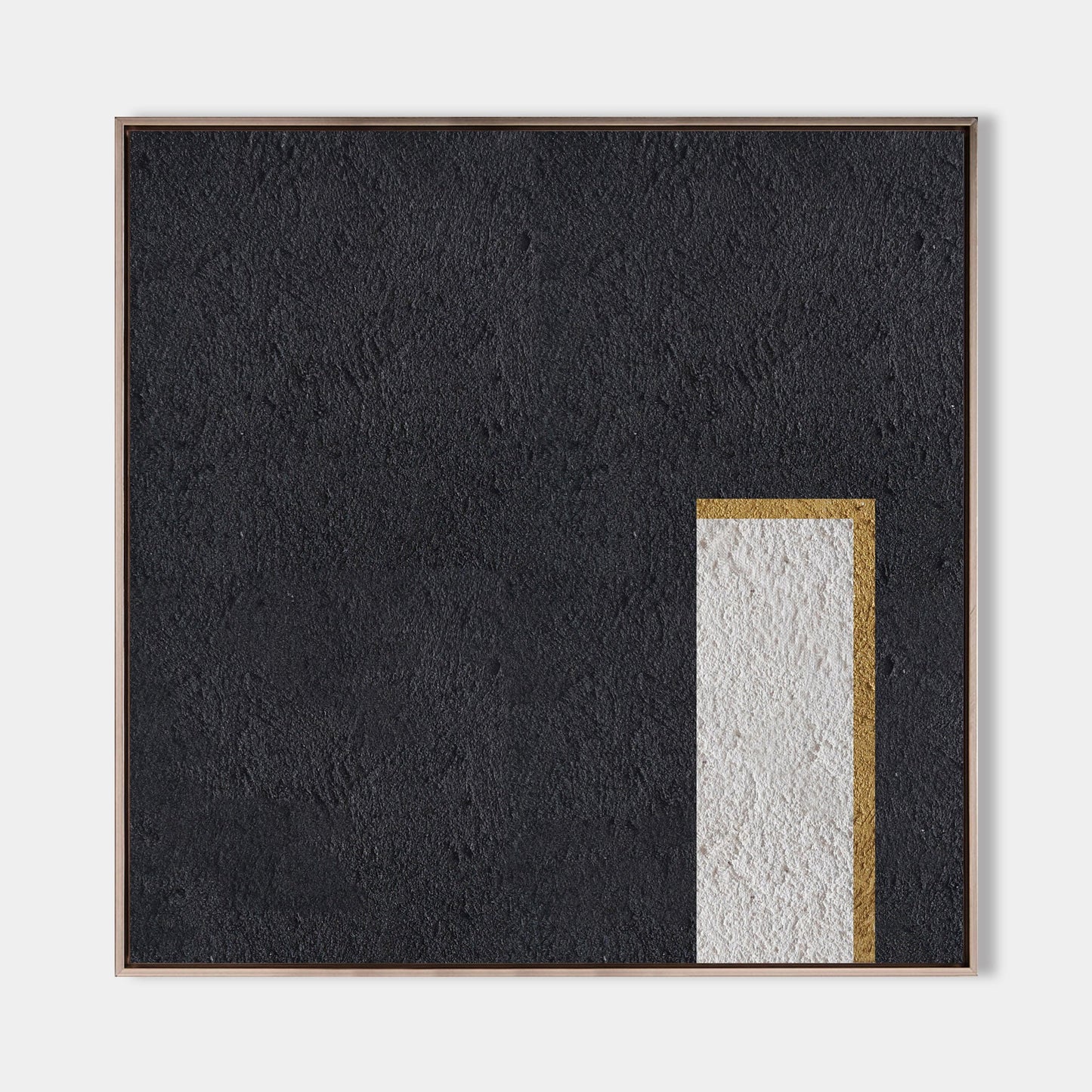 Elegant Minimalist Black White Gold Oil Painting for Contemporary Decor