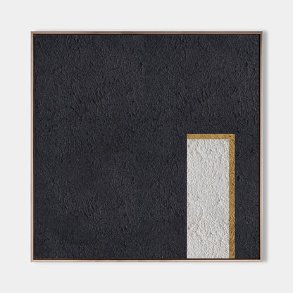Elegant Minimalist Black White Gold Oil Painting for Contemporary Decor