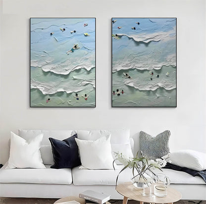 Serene Coastal Abstract Oil Paintings for Modern Home Decor