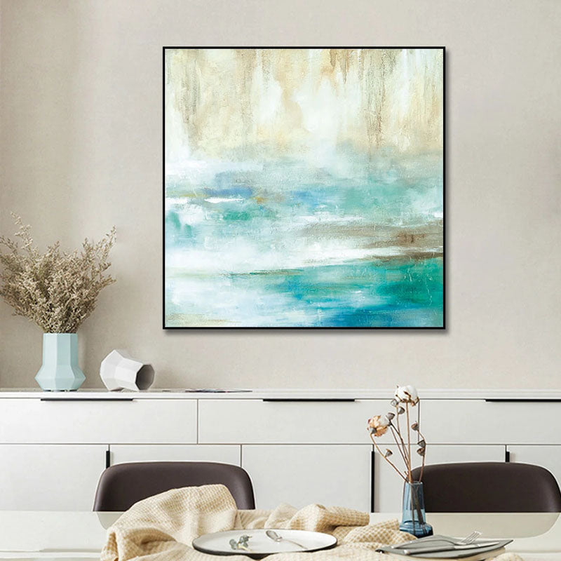 Tranquil Ocean Horizon - Abstract Oil Painting for Serene Home Decor