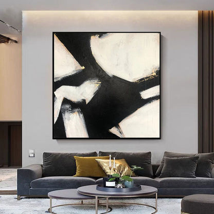 Abstract Black and White Eagle Painting for Modern Home Decor