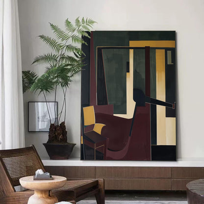 Modern Vintage Abstract Oil Painting for Contemporary Home Decor