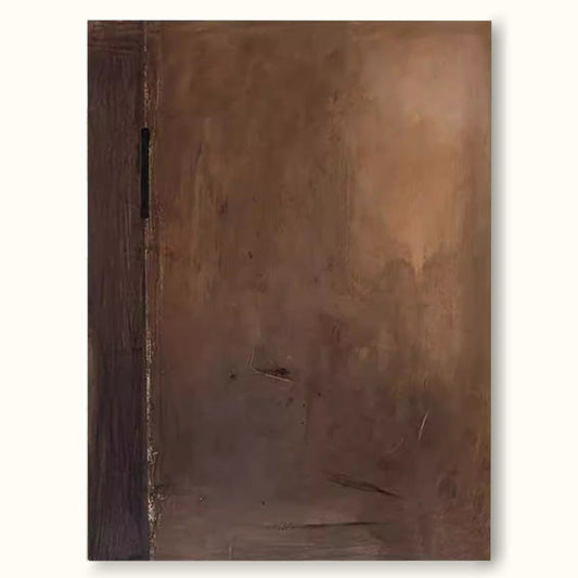 Elegant Minimalist Brown Abstract Oil Painting for Modern Home Decor
