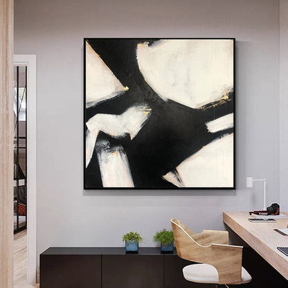 Abstract Black and White Eagle Painting for Modern Home Decor