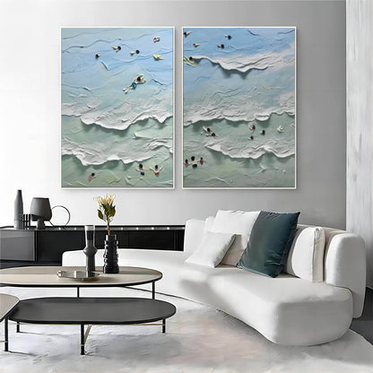 Serene Coastal Abstract Oil Paintings for Modern Home Decor