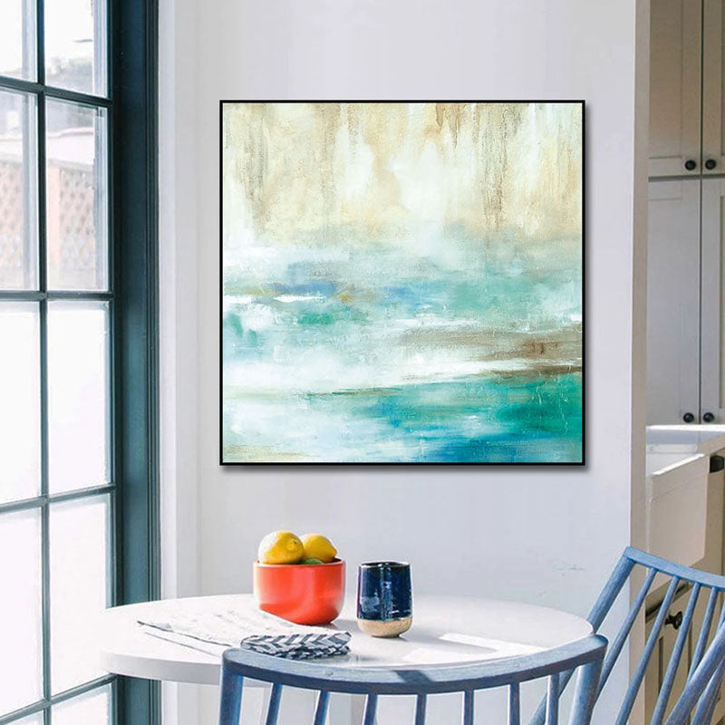 Tranquil Ocean Horizon - Abstract Oil Painting for Serene Home Decor