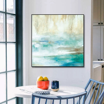 Tranquil Ocean Horizon - Abstract Oil Painting for Serene Home Decor