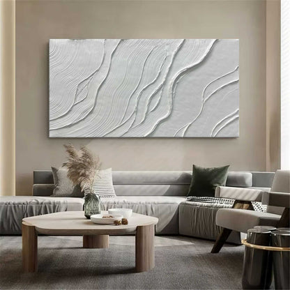 Textured White Abstract Oil Painting for Modern Home Decor