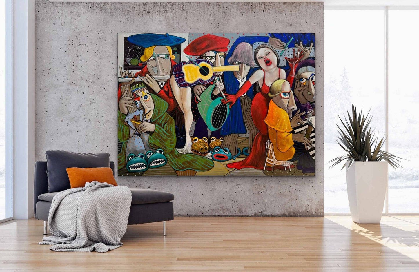 Vibrant Pop Art Oil Painting of Music and Emotion for Modern Art Lovers