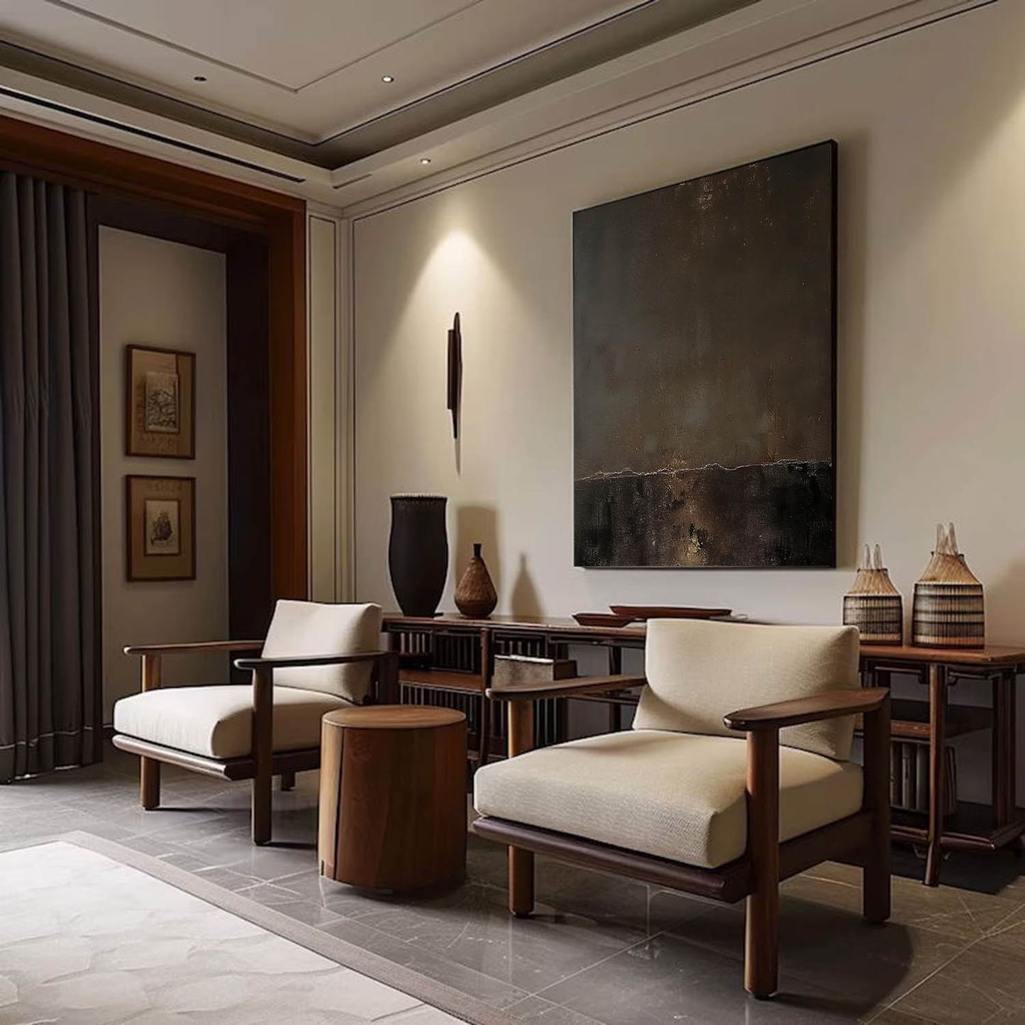 Elegant Minimalist Abstract Oil Painting for Modern Home Decor