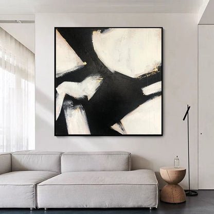 Abstract Black and White Eagle Painting for Modern Home Decor