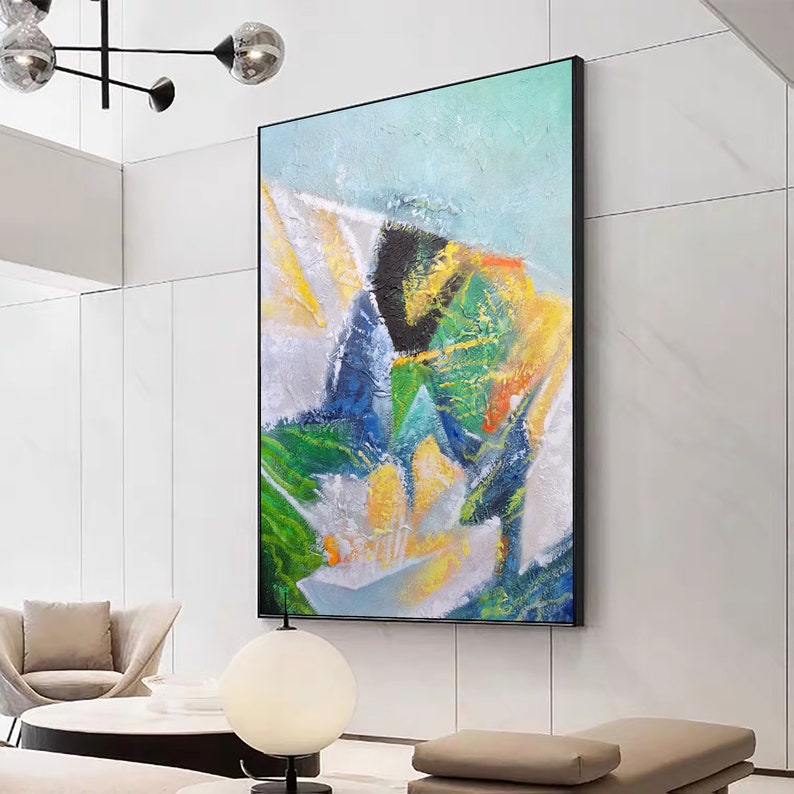 Vibrant Aquatic Serenity: Abstract Oil Painting for Modern Home Decor