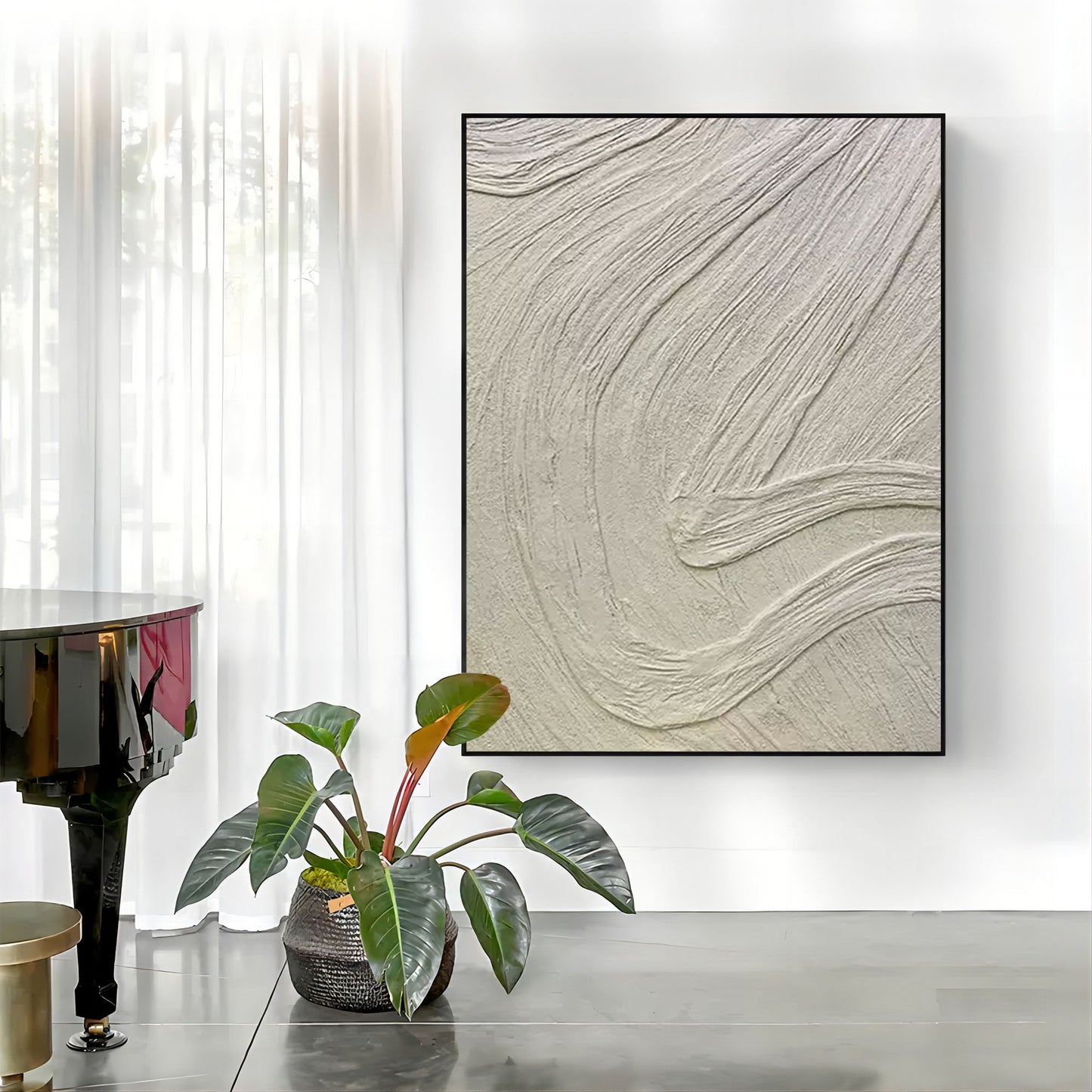 Textured White Abstract Oil Painting for Modern Home D√©cor