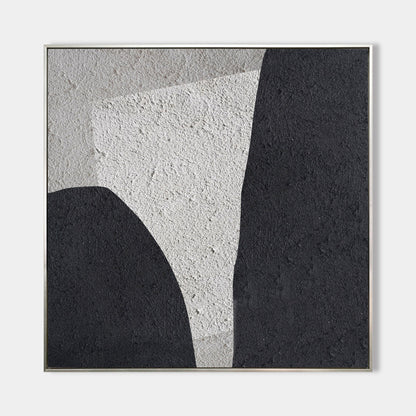 Modern Black and White Minimalist Oil Painting for Elegant Home Decor