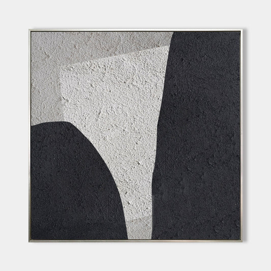 Modern Black and White Minimalist Oil Painting for Elegant Home Decor