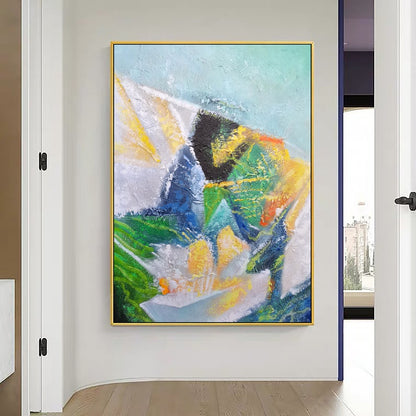 Vibrant Aquatic Serenity: Abstract Oil Painting for Modern Home Decor