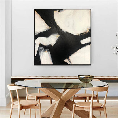 Abstract Black and White Eagle Painting for Modern Home Decor