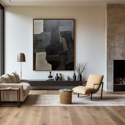 Contemporary Black Abstract Oil Painting for Modern Art Lovers