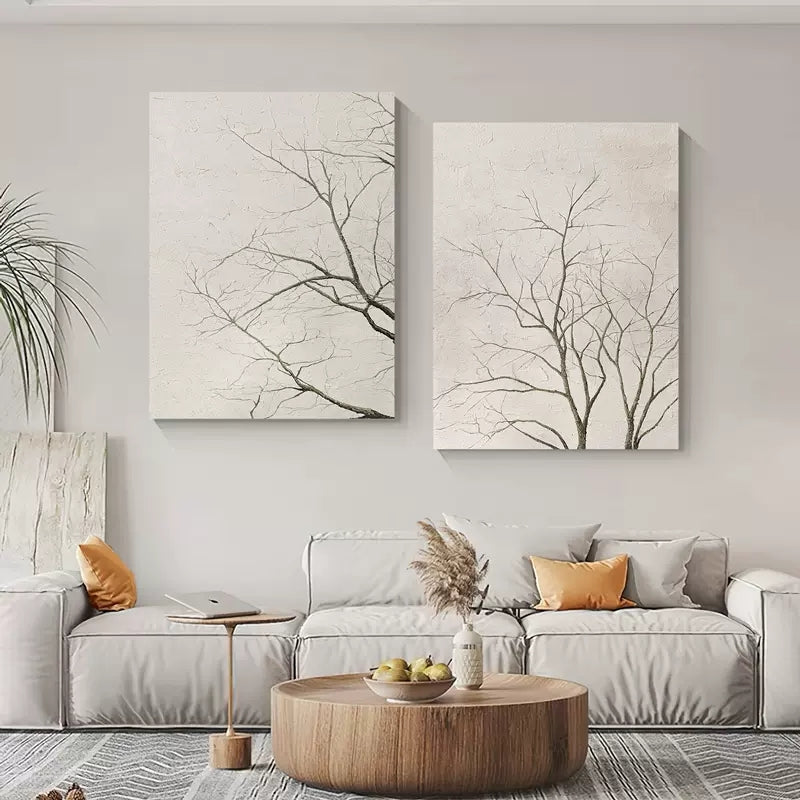 Serene Abstract Tree Canvas Duo for Modern Home D√©cor