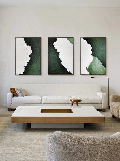 Tranquil Abstract Oil Painting Triptych for Modern Home Decor