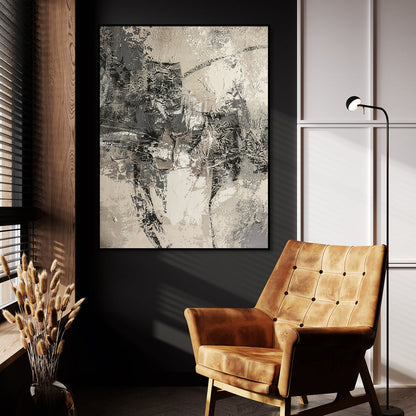 Monochrome Abstract Texture Painting for Modern Home Decor