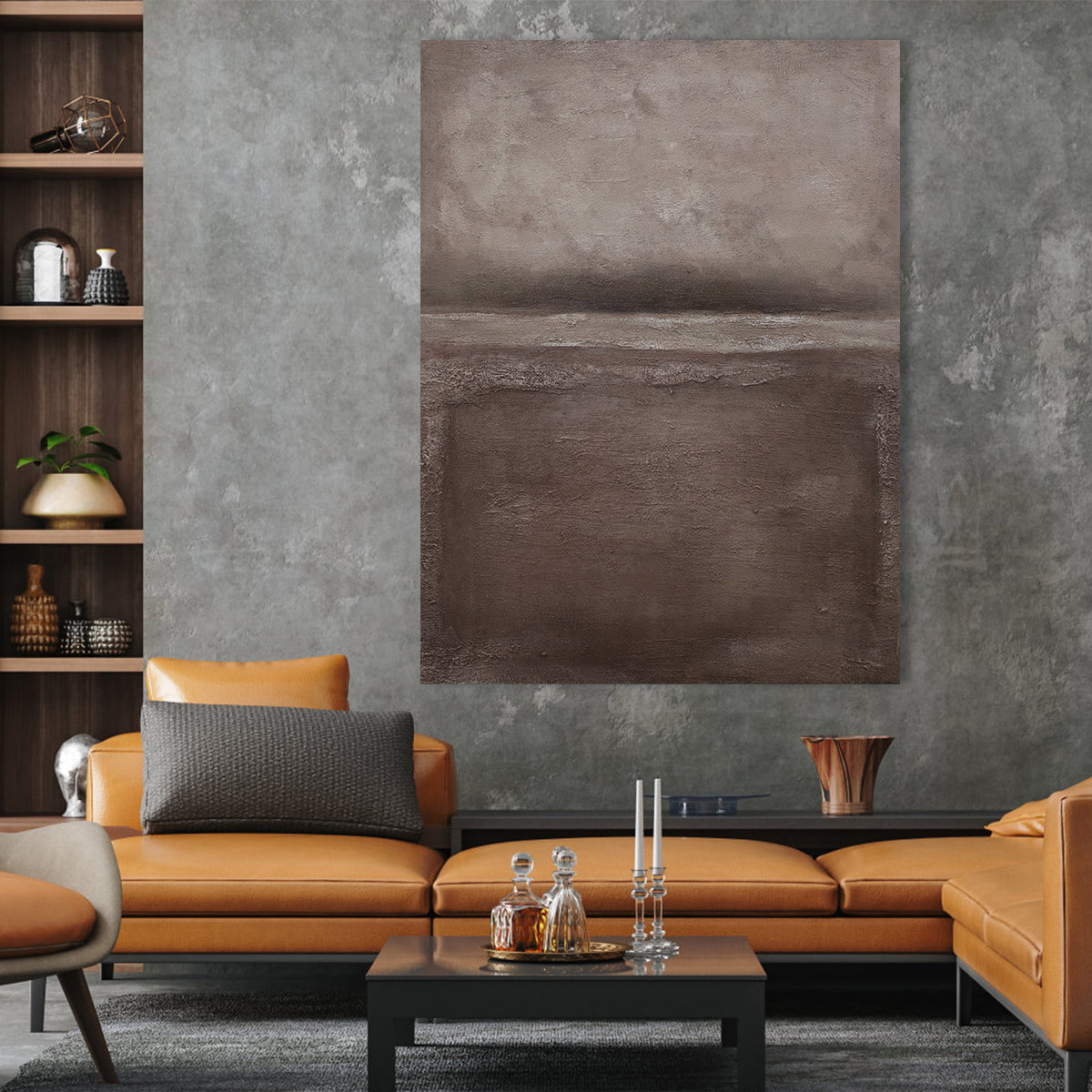 Textured Earth Tones: Contemporary Abstract Oil Painting for Modern Décor