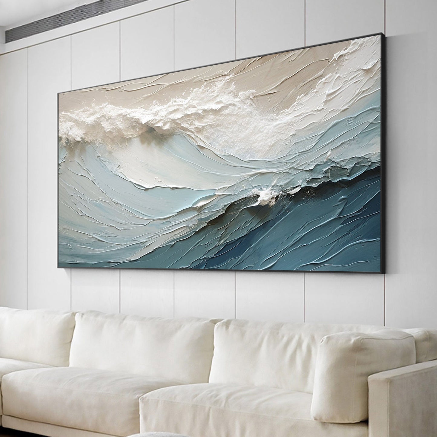 Serene Ocean Waves Oil Painting for Tranquil Home Decor and Relaxing Spaces