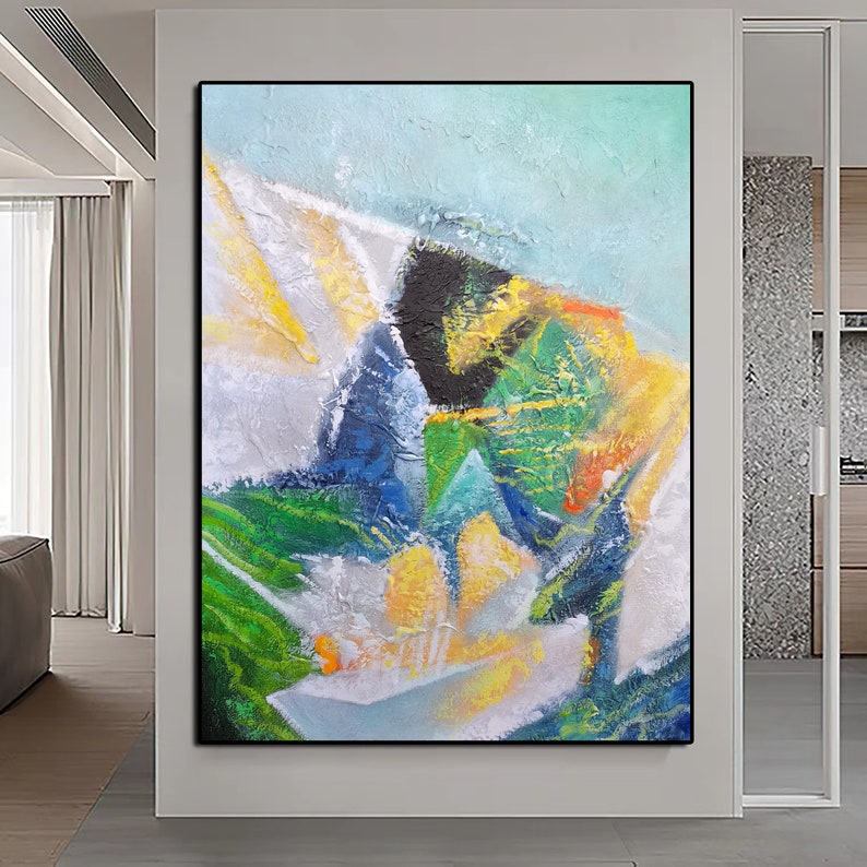 Vibrant Aquatic Serenity: Abstract Oil Painting for Modern Home Decor