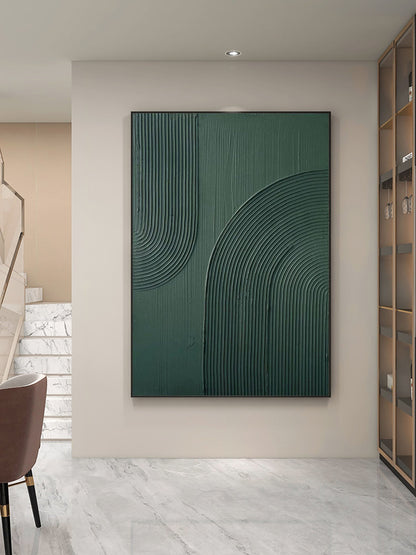 Contemporary Blue and Green Textured Abstract Oil Painting for Modern Decor
