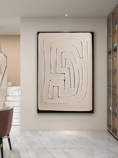 Contemporary Beige and Brown Abstract Oil Painting for Modern Home Decor