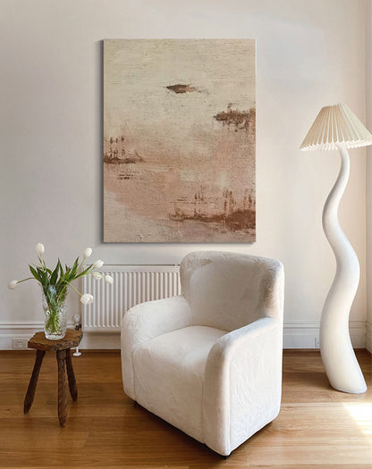 Serene Minimalist Landscape Oil Painting for Tranquil Home Decor