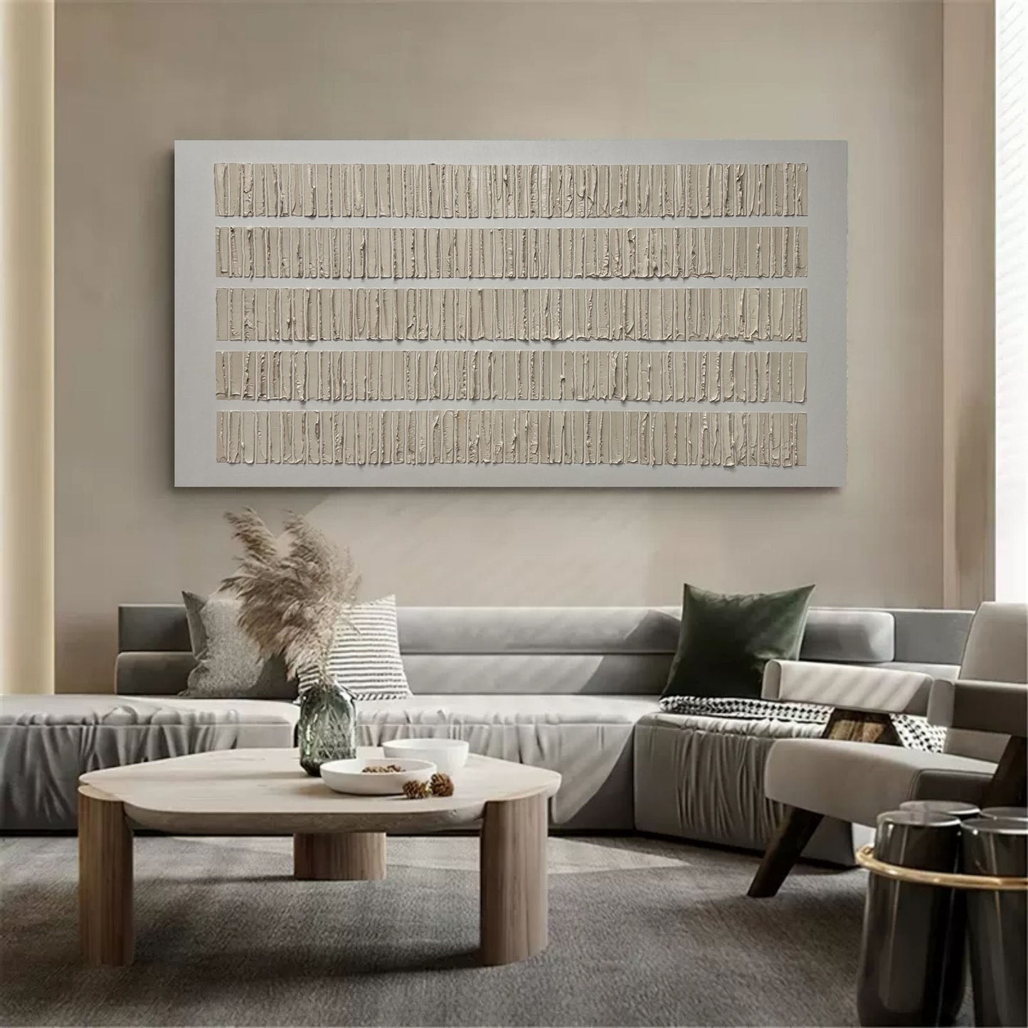 Textured Neutral Abstract Oil Painting for Modern Home Decor