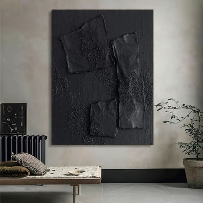 Modern Wabi-Sabi Abstract Black Wall Art for Contemporary Home Decor