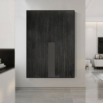 Elegant Black Minimalist Abstract Oil Painting for Modern Home Decor
