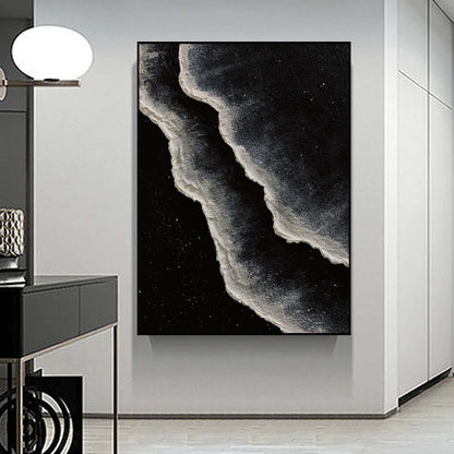 Modern Minimalist Ocean Waves Oil Painting for Contemporary Home Décor