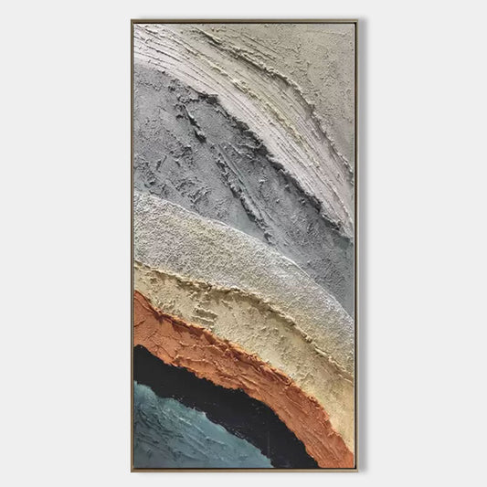 Textured Abstract Oil Painting with Earthy Tones and Modern Design