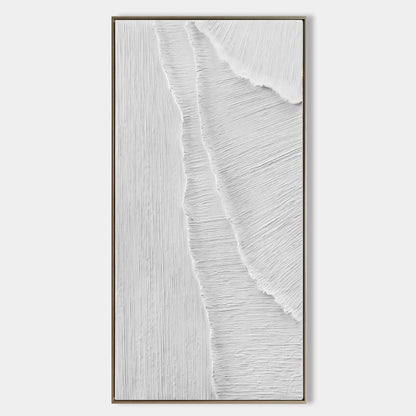 Textured White Abstract Oil Painting for Modern Minimalist Home Decor