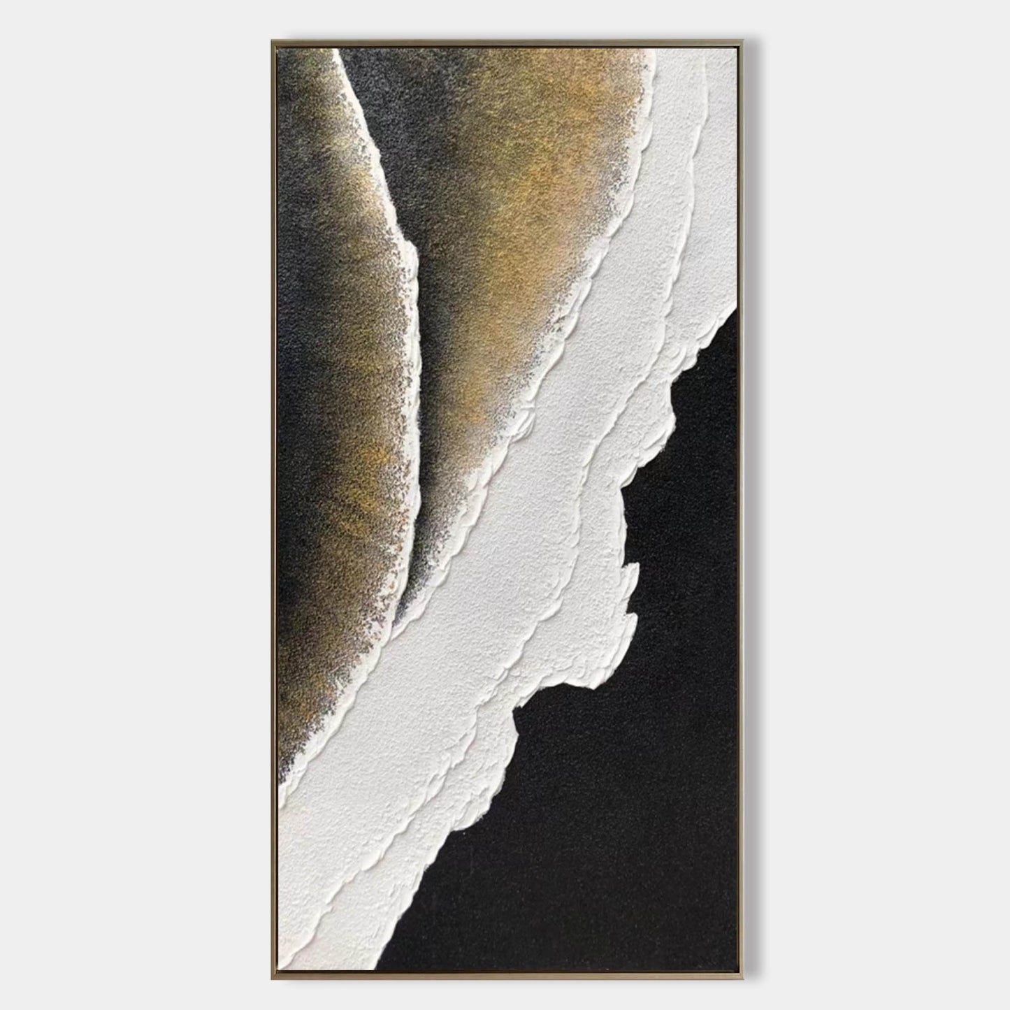 Abstract Modern Landscape Oil Painting with Textured Earth Tones and Bold Contrast