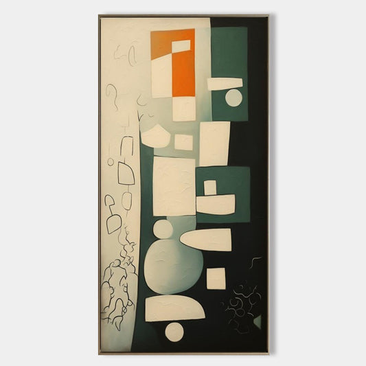 Modern Abstract Oil Painting with Minimalist Geometric Shapes