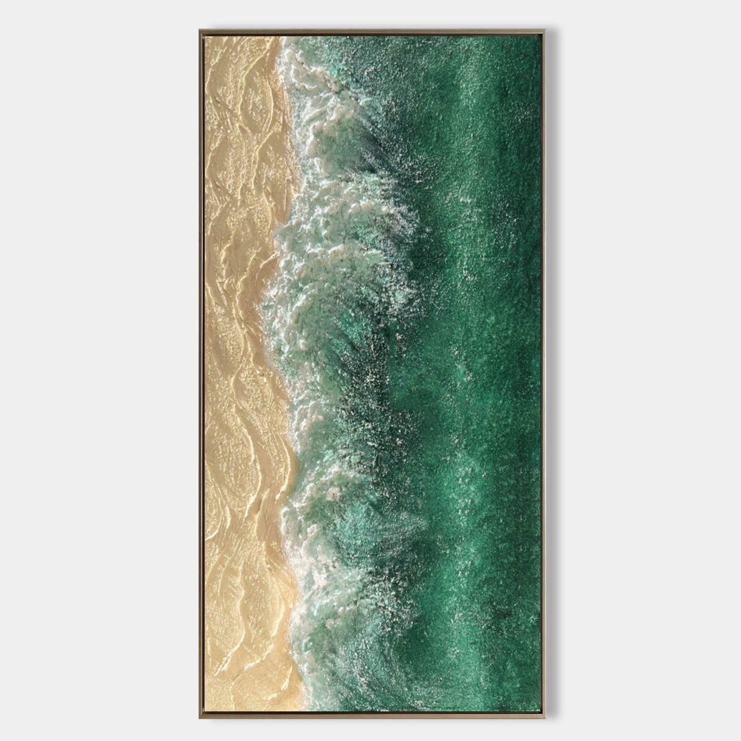 Tranquil Ocean Waves and Sandy Shoreline Oil Painting for Coastal Décor