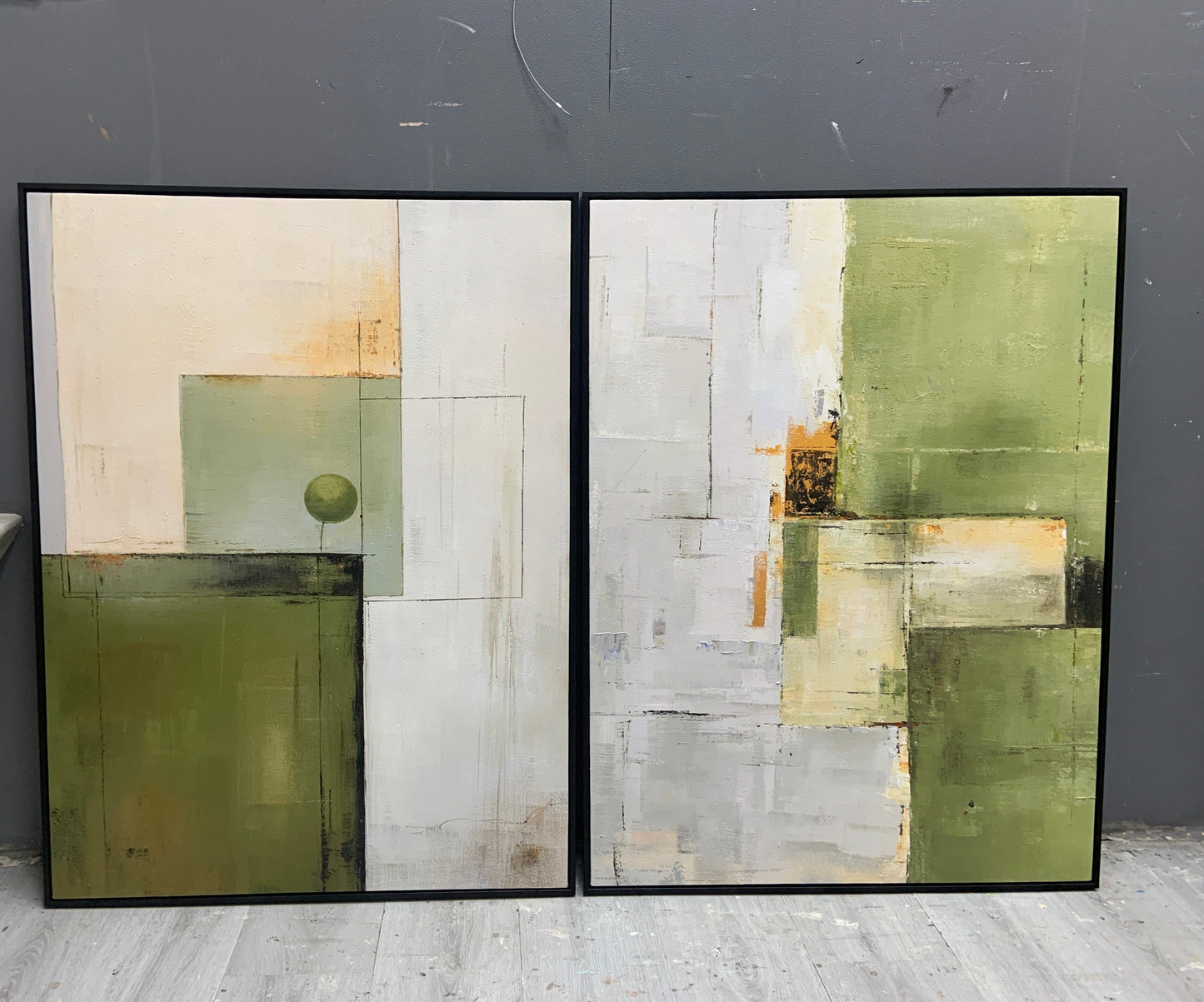 Contemporary Green Abstract Oil Painting for Modern Home Decor