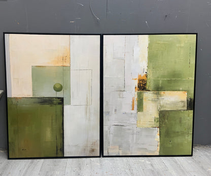 Contemporary Green Abstract Oil Painting for Modern Home Decor