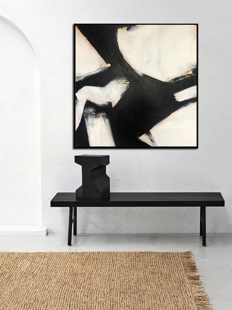 Abstract Black and White Eagle Painting for Modern Home Decor