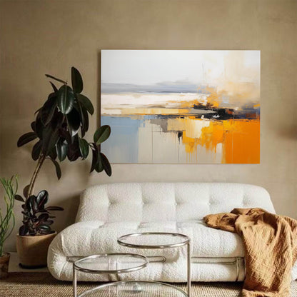 Vibrant Abstract Oil Painting for Modern Home Decor - Yellow and Gray Palette