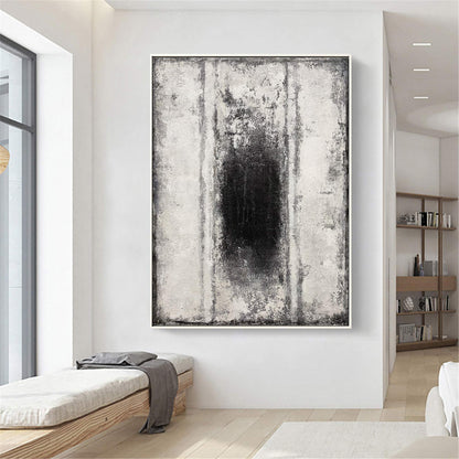 Contemporary Black and White Abstract Oil Painting for Modern Home Decor