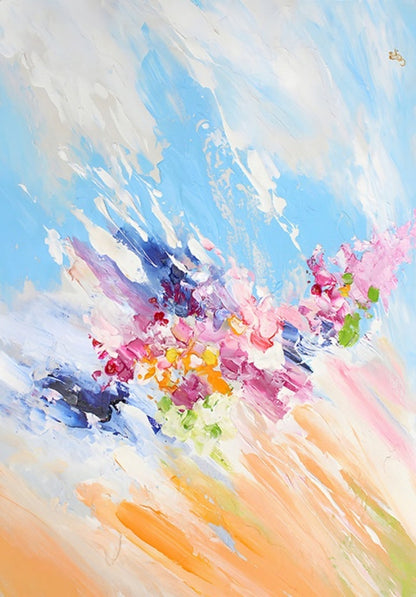 Vibrant Abstract Floral Oil Painting for Elegant Home Décor