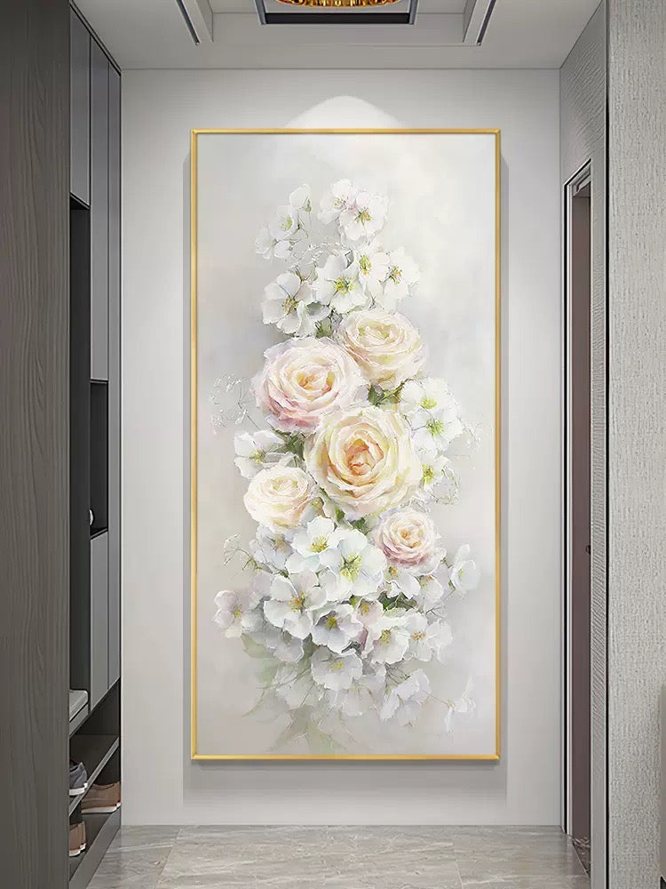 Abstract Floral Rose White Dream Oil Painting